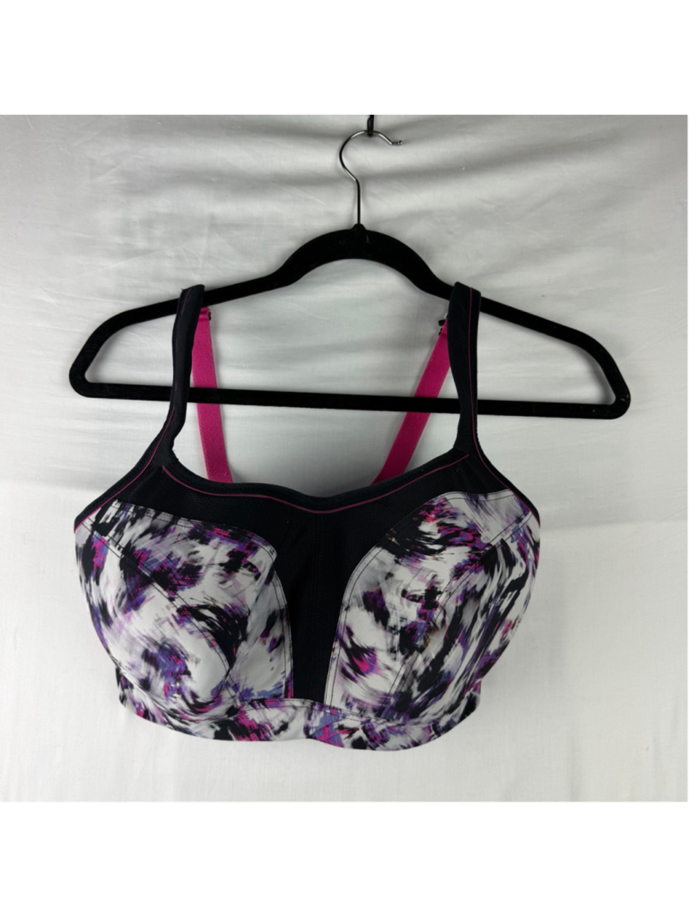Panache Sport Underwire Sports Bra 32G Abstract Purple Wide Strap Fitness Active